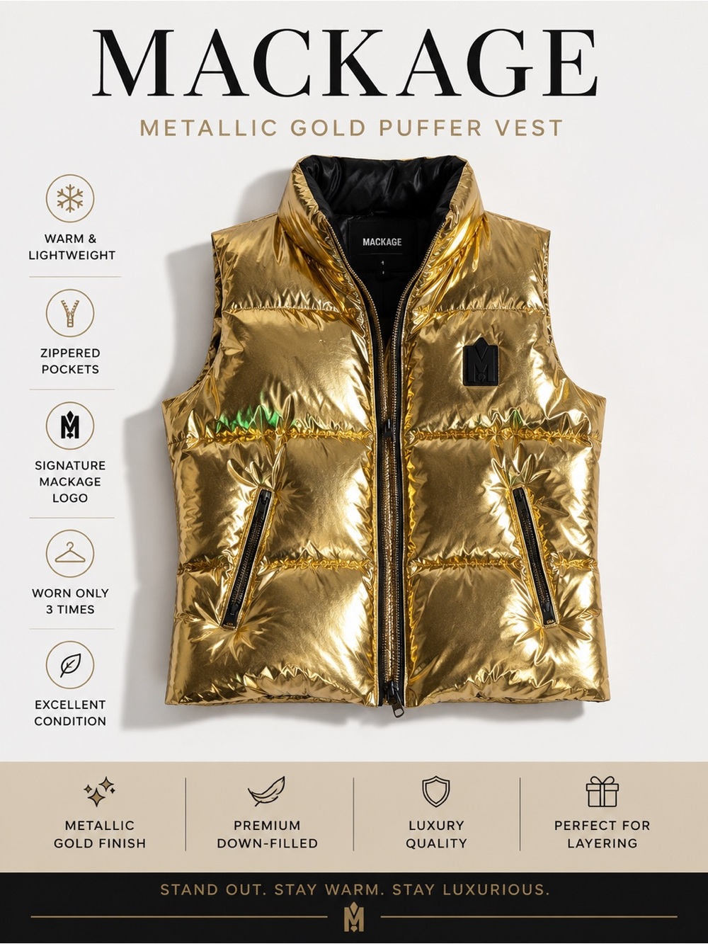 Mackage Gold Quilted Jacket